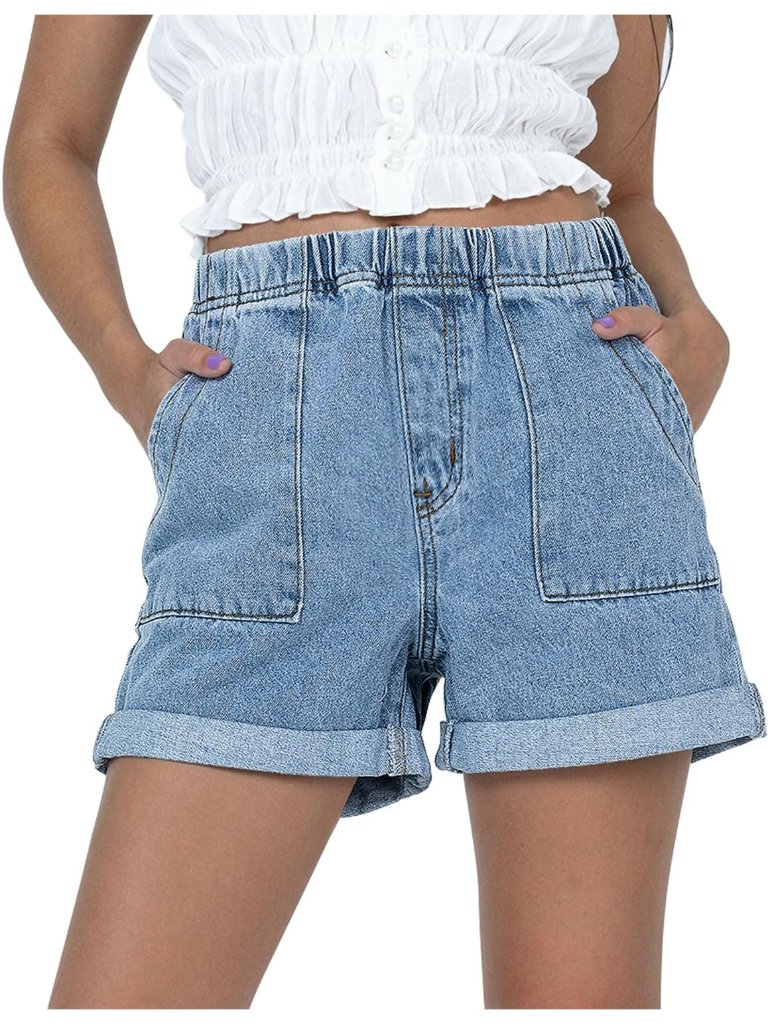 Women's Light Blue Summer Comfortable Stretchy Denim Casual Hot Short Jort Jean